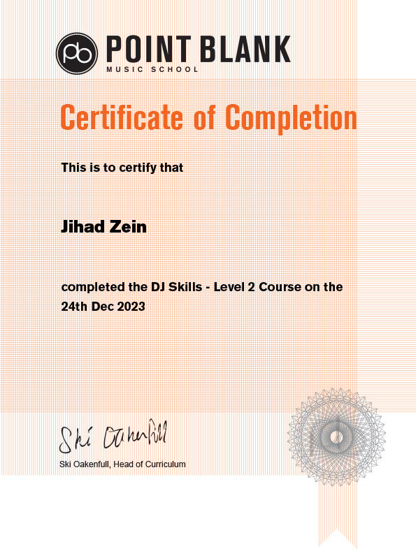 jihad-zein-dj-skills-level-2-course-certificate-of-completion